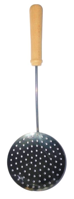 ECUMOIRE INOX MANCHE BOIS PE19R